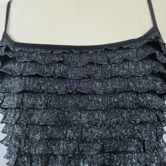 Free People Rows of Ruffles Dress Black Glitter Cascade Ruffle Slip Dress M NWOT - Picture 5 of 16